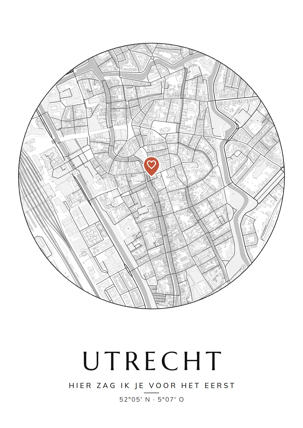 Poster van Utrecht, de wijk Binnenstad, stadsposter in de stijl Onze plek