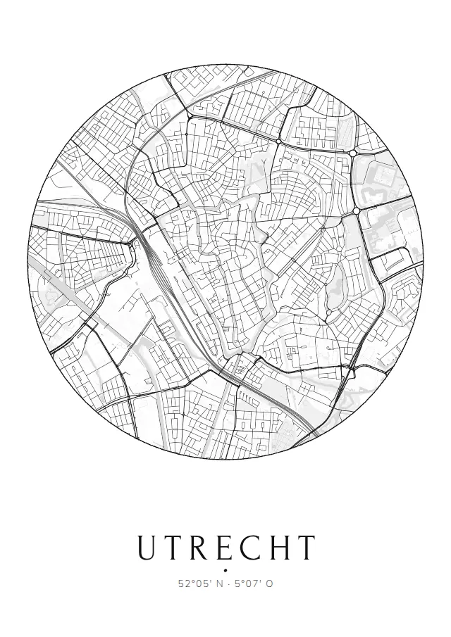 Poster van Utrecht, de hele stad, stadsposter in de stijl Rond