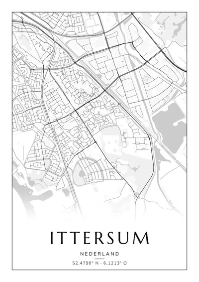 Poster van Zwolle, de wijk Ittersum, stadsposter in de stijl Zwart-wit