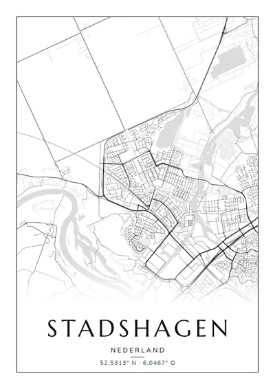 Poster van Zwolle, de wijk Stadshagen, stadsposter in de stijl Zwart-wit