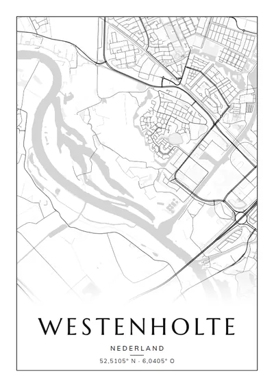 Poster van Zwolle, de wijk Westenholte, stadsposter in de stijl Zwart-wit